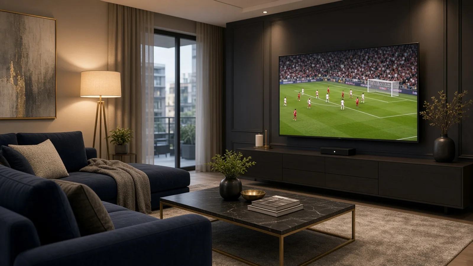 Premium Wohnzimmer — iptv tv kaufen mit Live-TV und Fire Stick